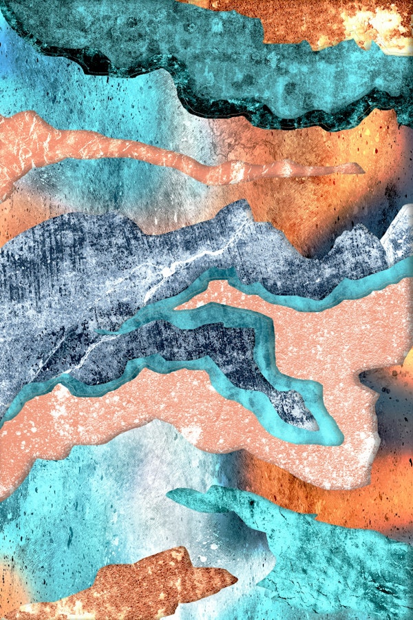 Blue and Pink Rocky Abstract Shapes