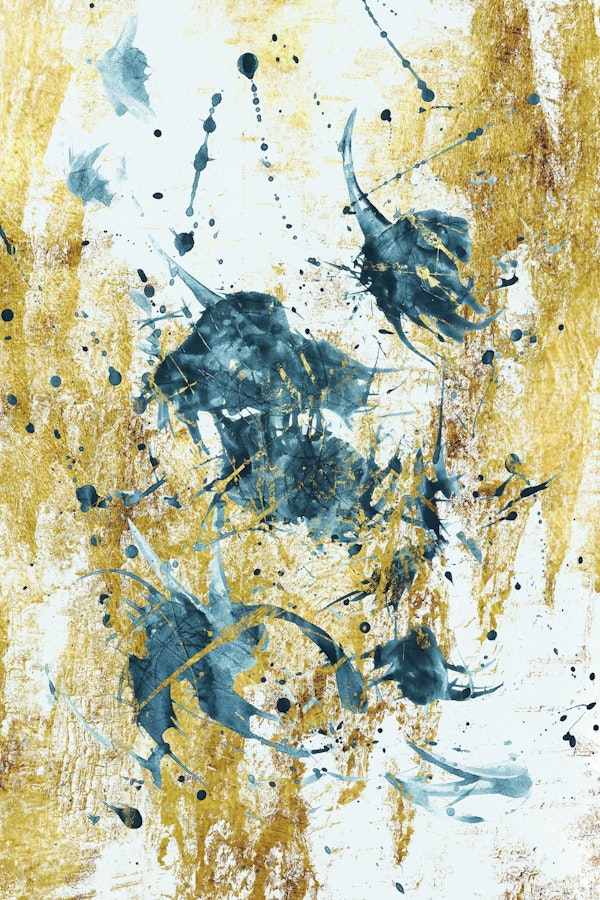 Golden and Blue Abstract Strokes