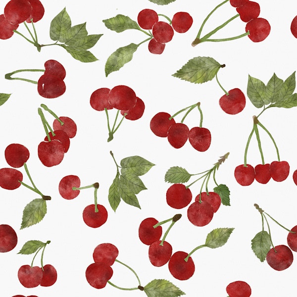 Red Watercolor Cherries 1