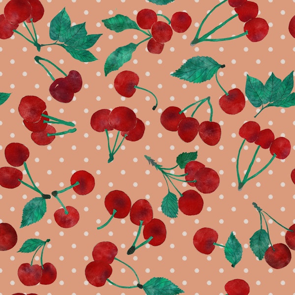 Red Watercolor Cherries 5