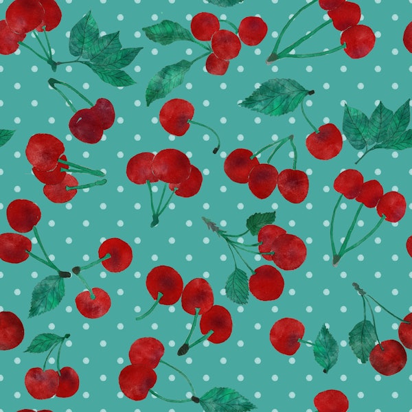 Red Watercolor Cherries 6