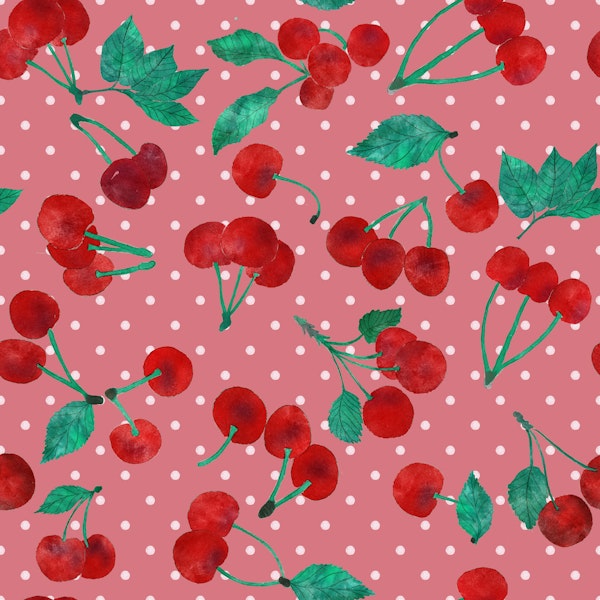 Red Watercolor Cherries 7