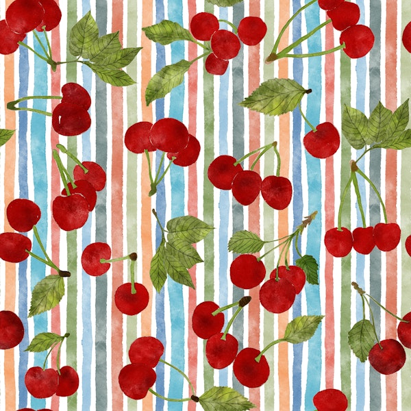 Red Watercolor Cherries 8