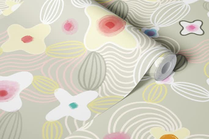 spring fine line doodles lightwallpaper roll