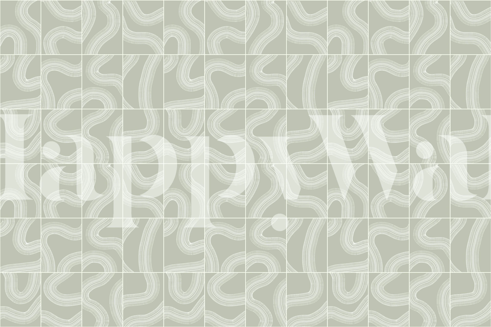 Green abstract wavy tile pattern wallpaper