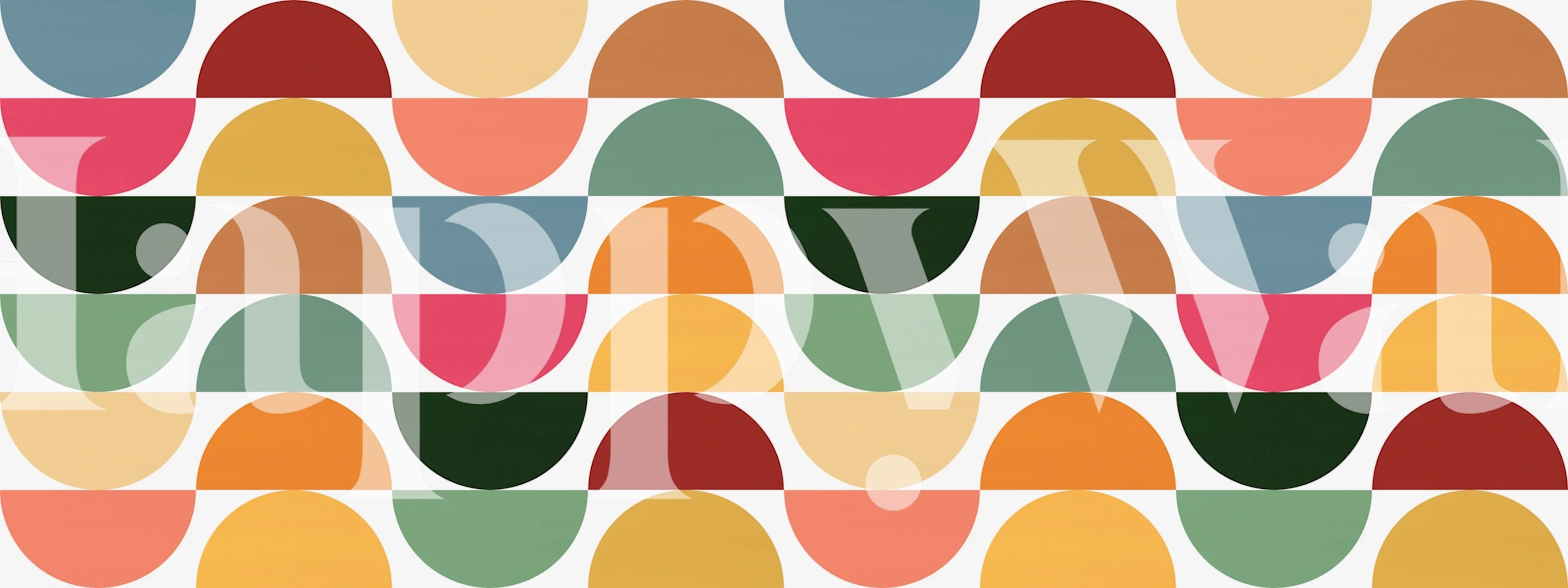 Colorful geometric circles in various shades on wallpaper