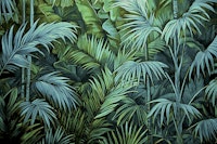 Mystic Jungle Tropical Hideaway Teal Green tapet