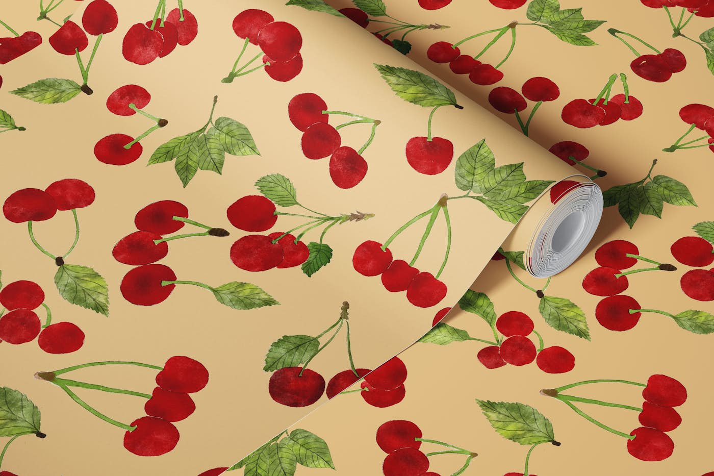 Red Watercolor Cherries 9 wallpaper roll