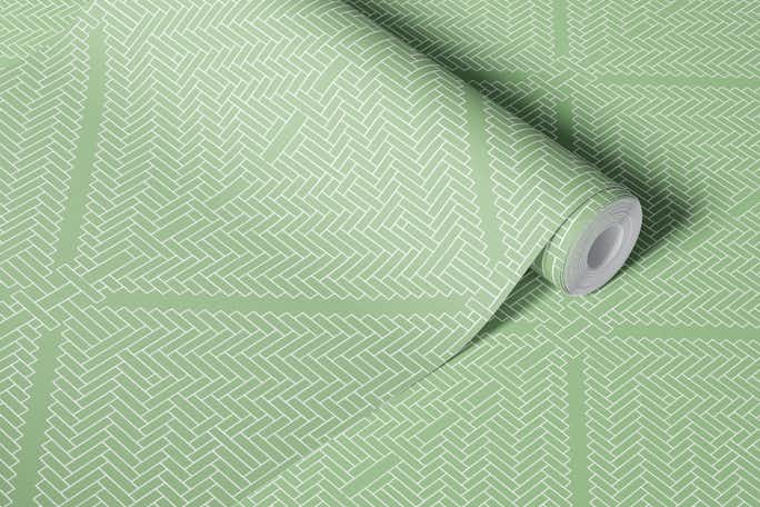 Rattan Tiles Sage Greenwallpaper roll