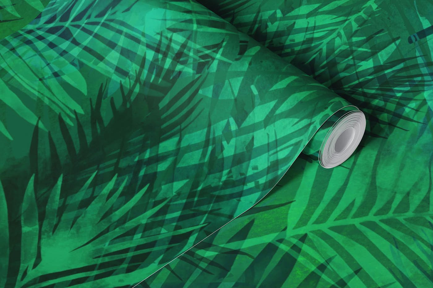 Tropical Jungle Vibe Exotic Palm Fronds Green wallpaper roll