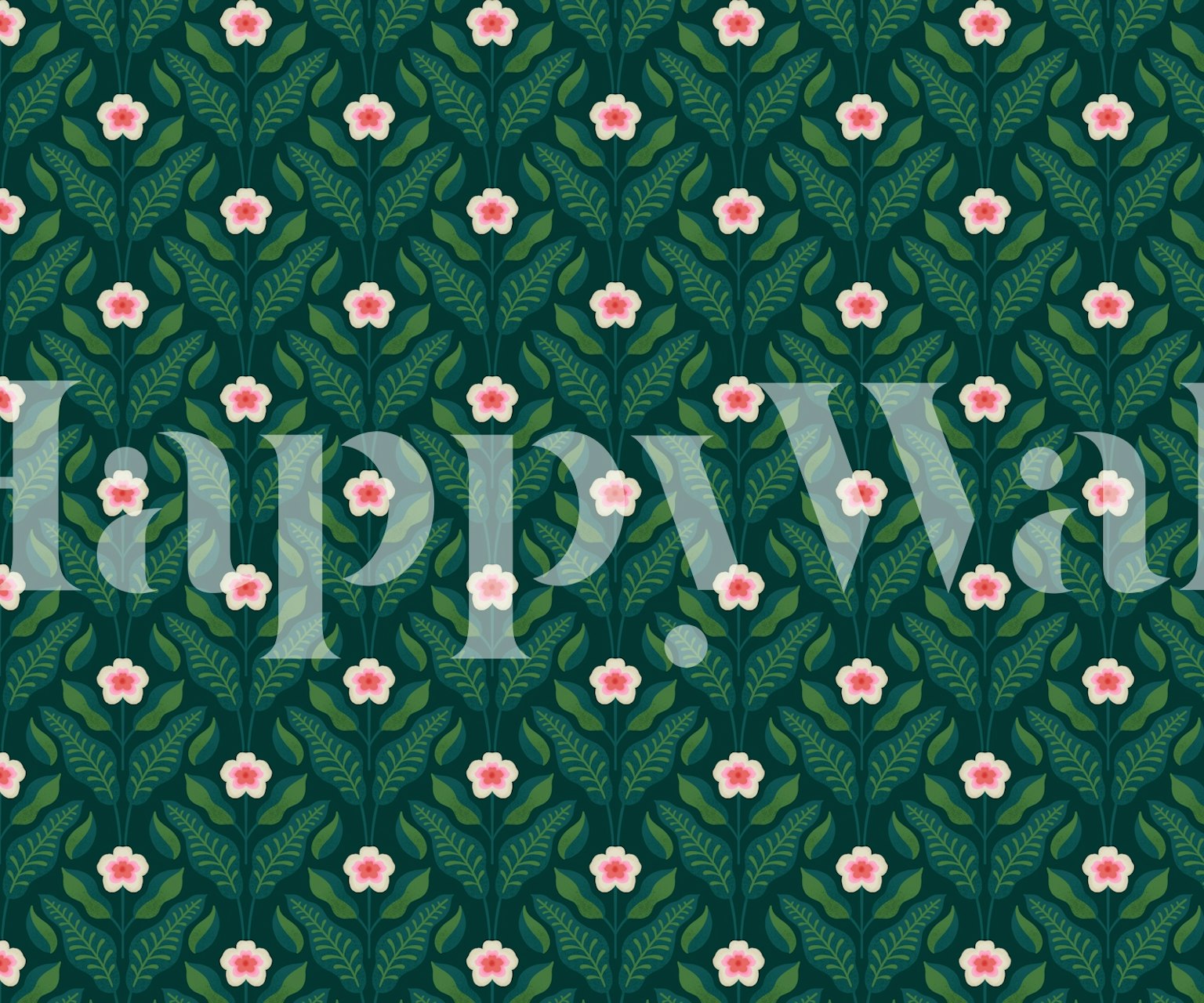 Hibiscus and leaves wallpaper in a room