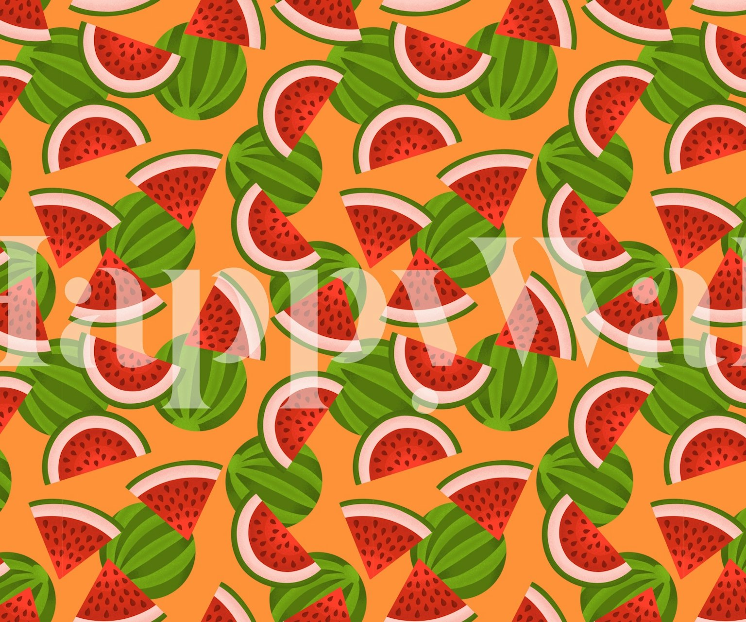 Watermelon slices on orange background wallpaper