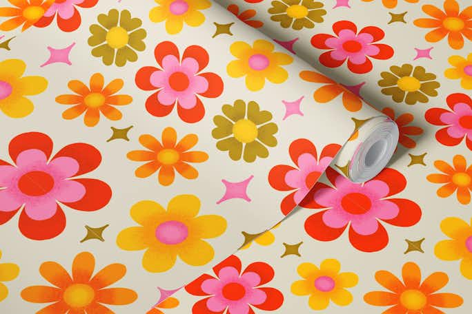 Retro Floral Pattern 3wallpaper roll