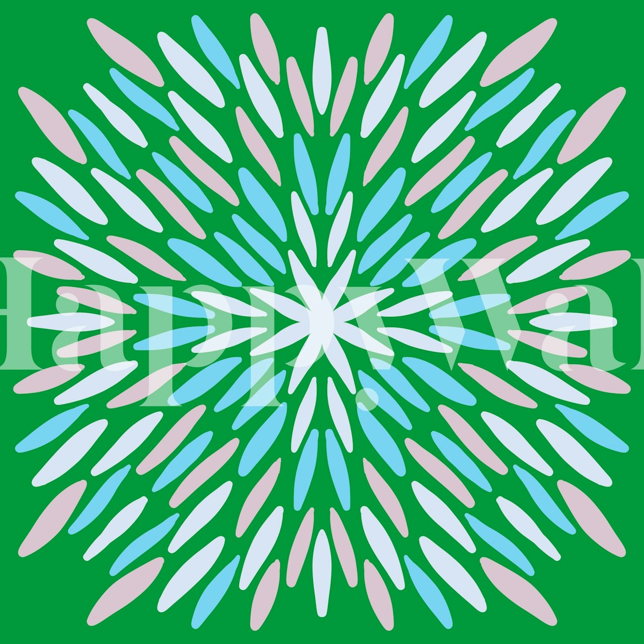 Green and blue petal burst pattern wall mural design