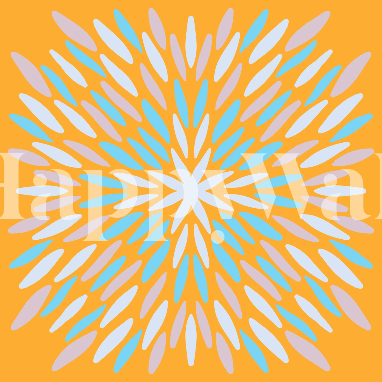 Floral pattern wallpaper in orange and blue colors