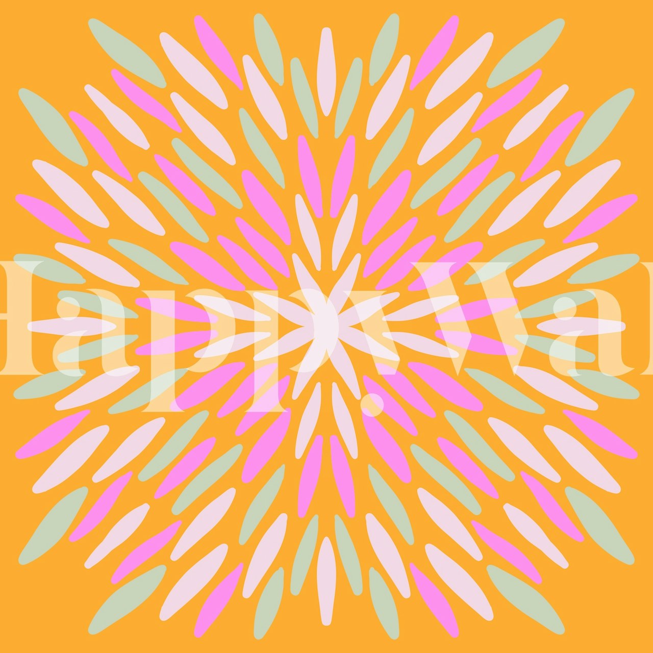 Colorful floral pattern in pink and orange on wallpaper