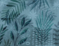 Palm Leaf Collage Mix Turquoise Teal tapet