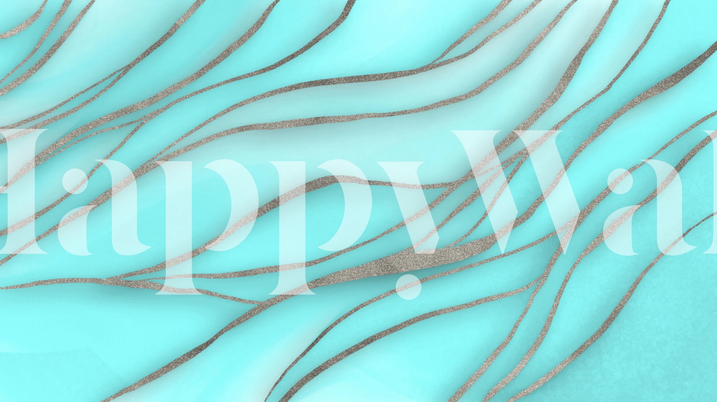 Soft Watercolor Waves Silver Teal tapet i et rum