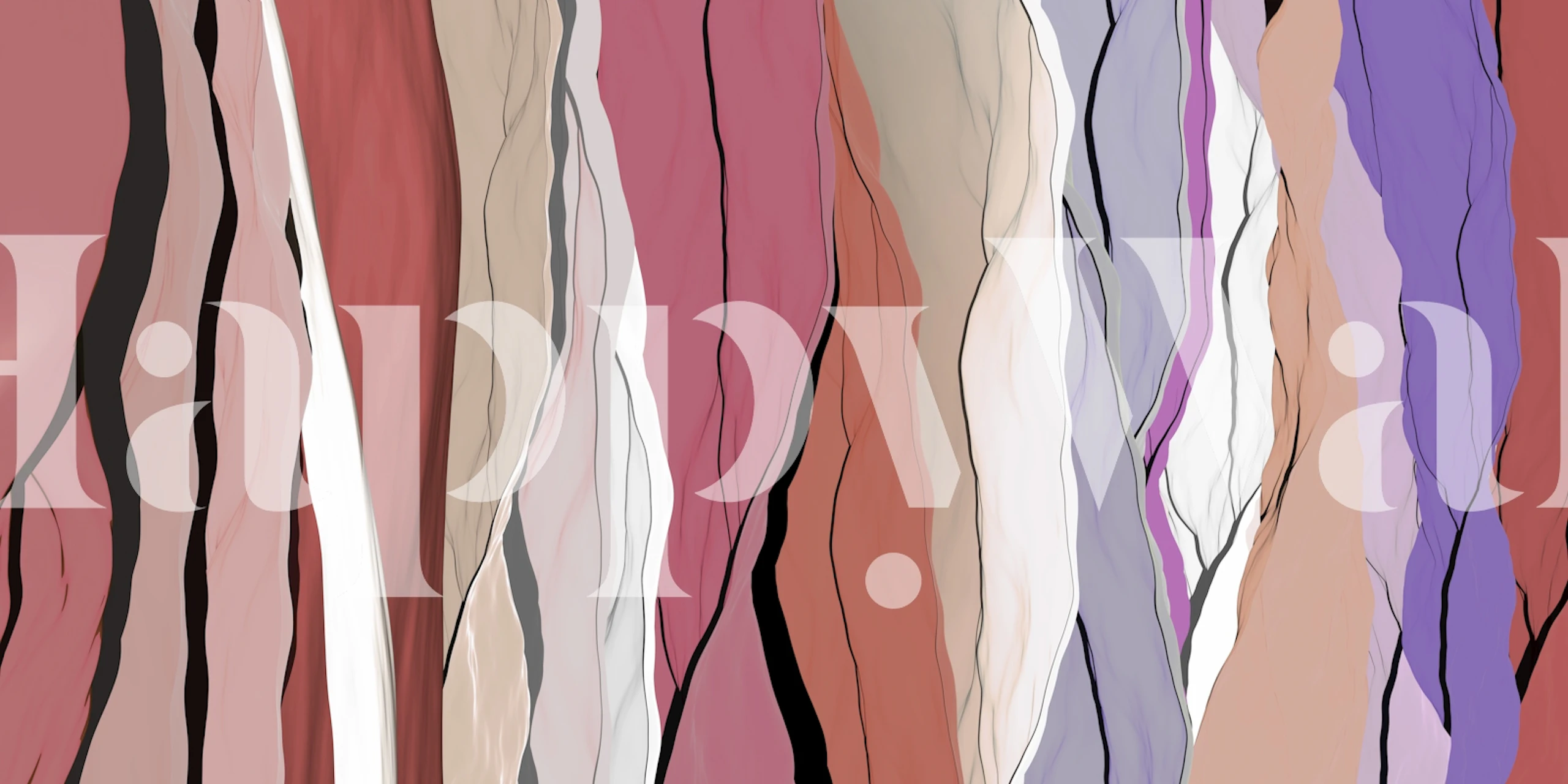 Pink abstract stripe design with black outlines wallpaper