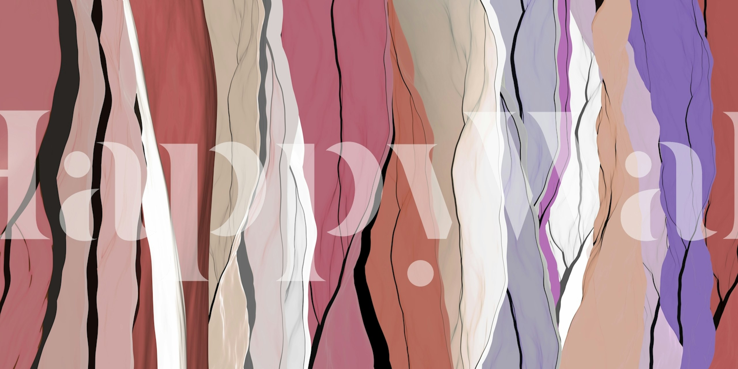 Pink abstract stripe design with black outlines wallpaper