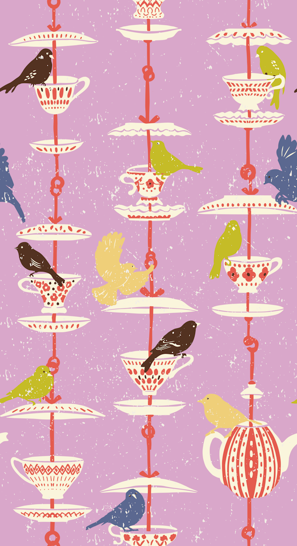 Garden Bird feeding happy pink