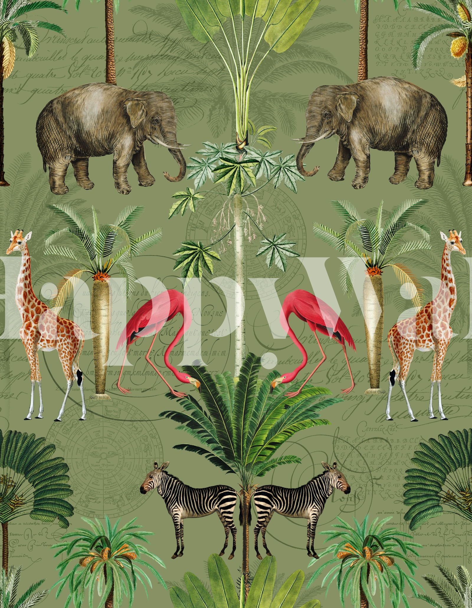 Tropical Animals Safari Landscape wallpaper | Happywall