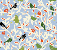 Birds in branches summer blue tapete