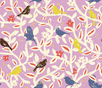 Birds in branches chalky pink tapete