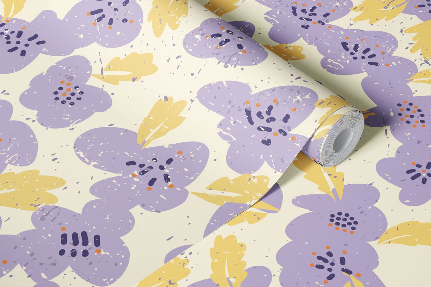 Bold flowers in my garden chalky lavender wallpaper roll