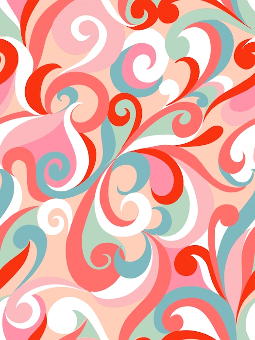 flourish and swirls pink red