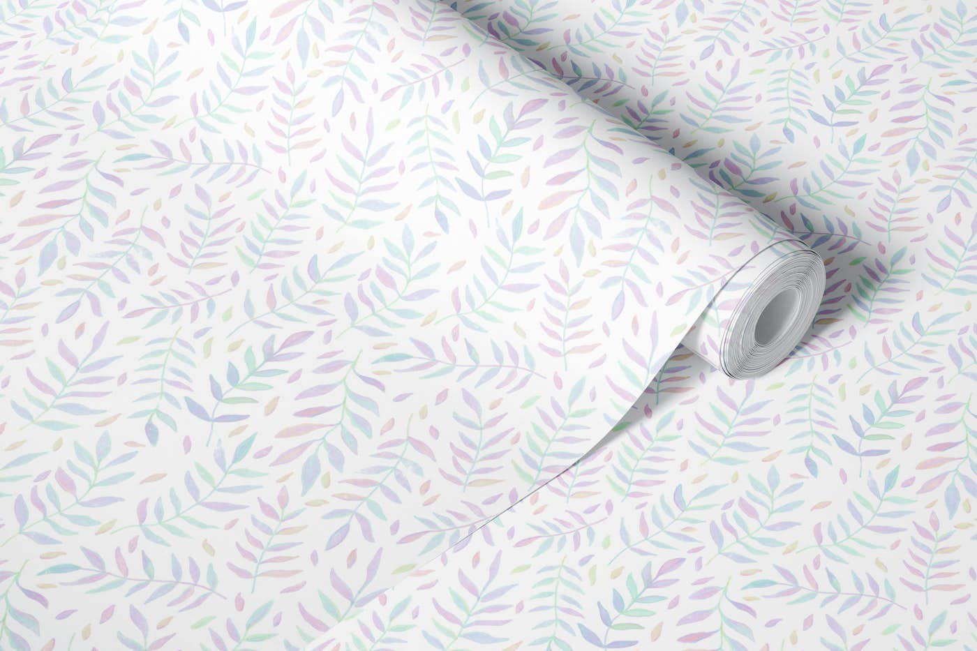 Pastel leaves wallpaper roll