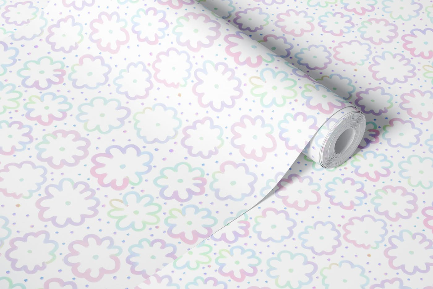 Pastel daisies wallpaper roll