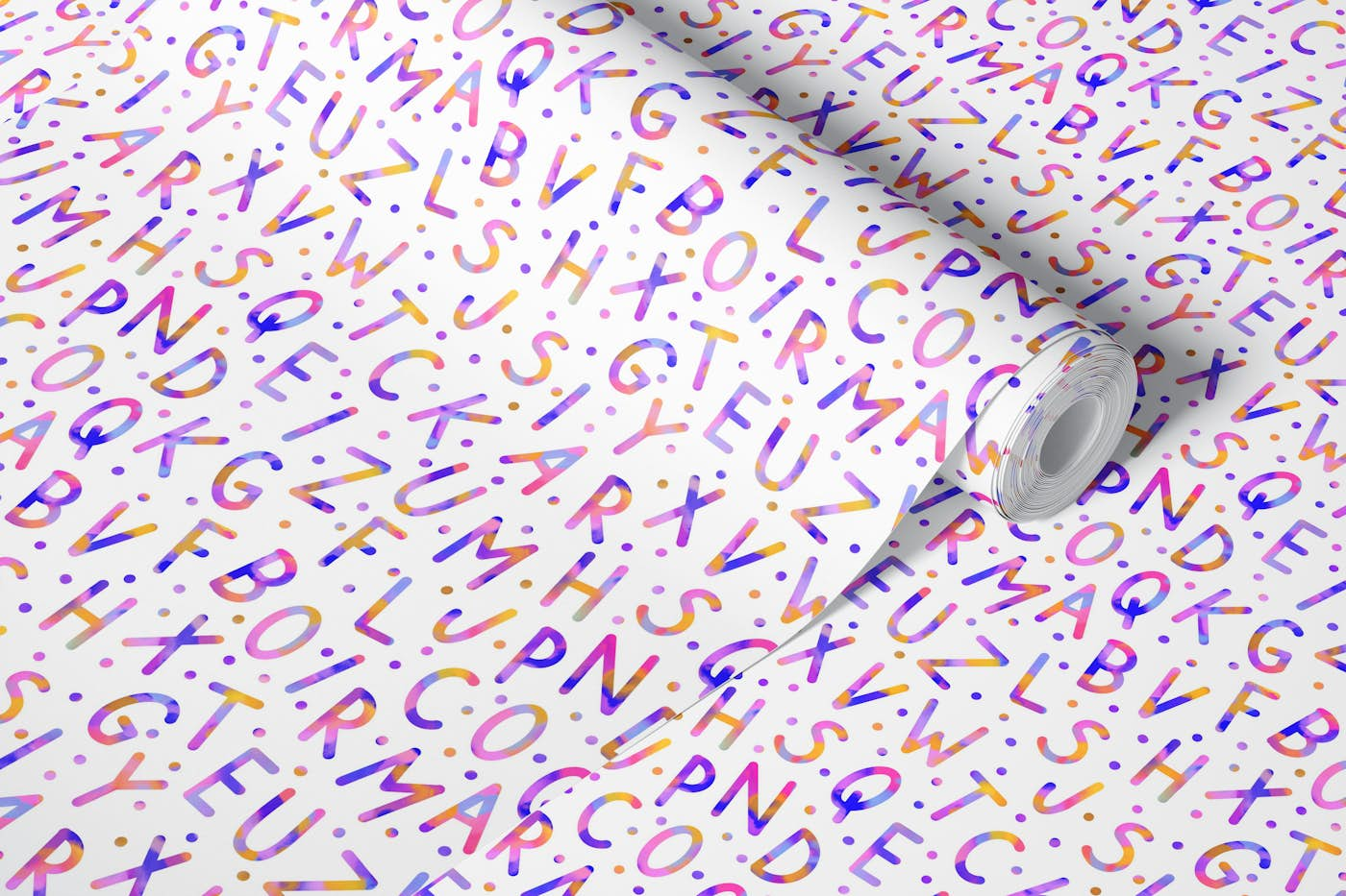 Colourful alphabet wallpaper roll