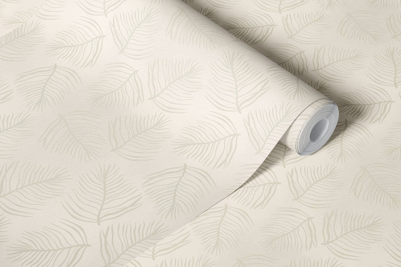 Natural beige leaves wallpaper roll