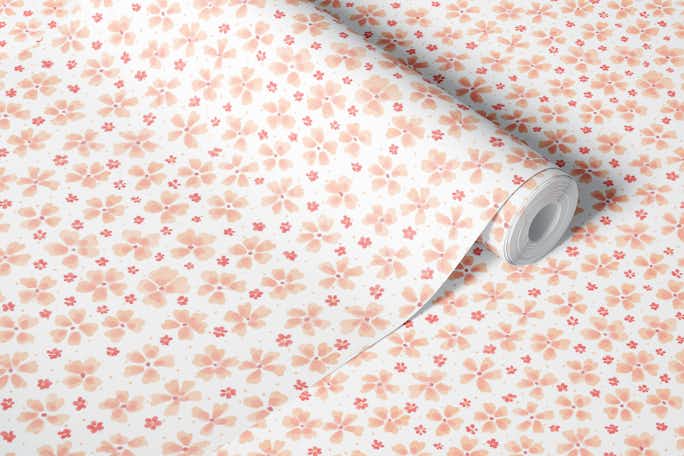 Cute Peach fuzz flowerswallpaper roll