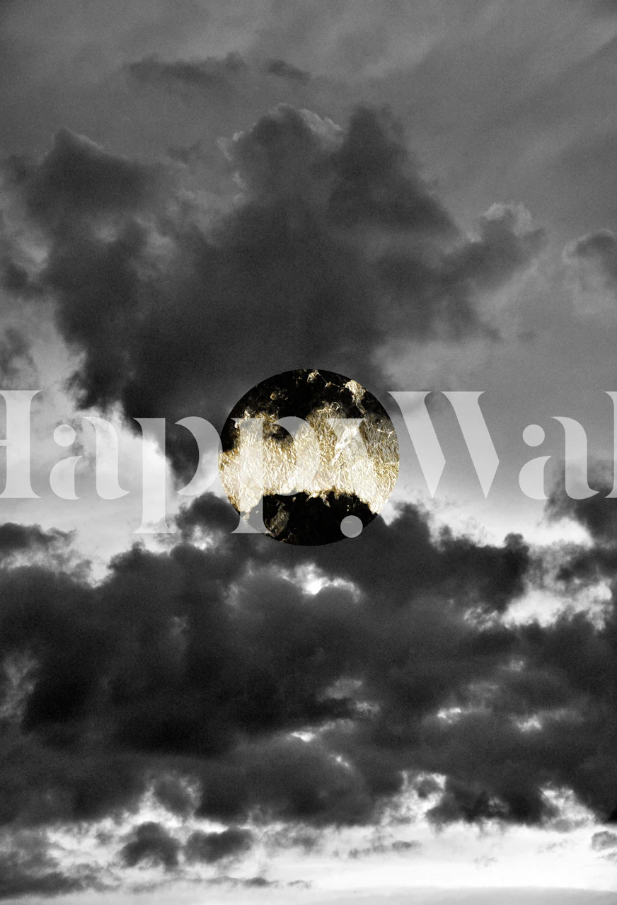 Mystical moon emerging from clouds wall mural