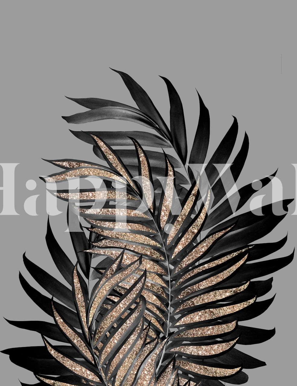 Black tropical leaves with glitter accents wallpaper