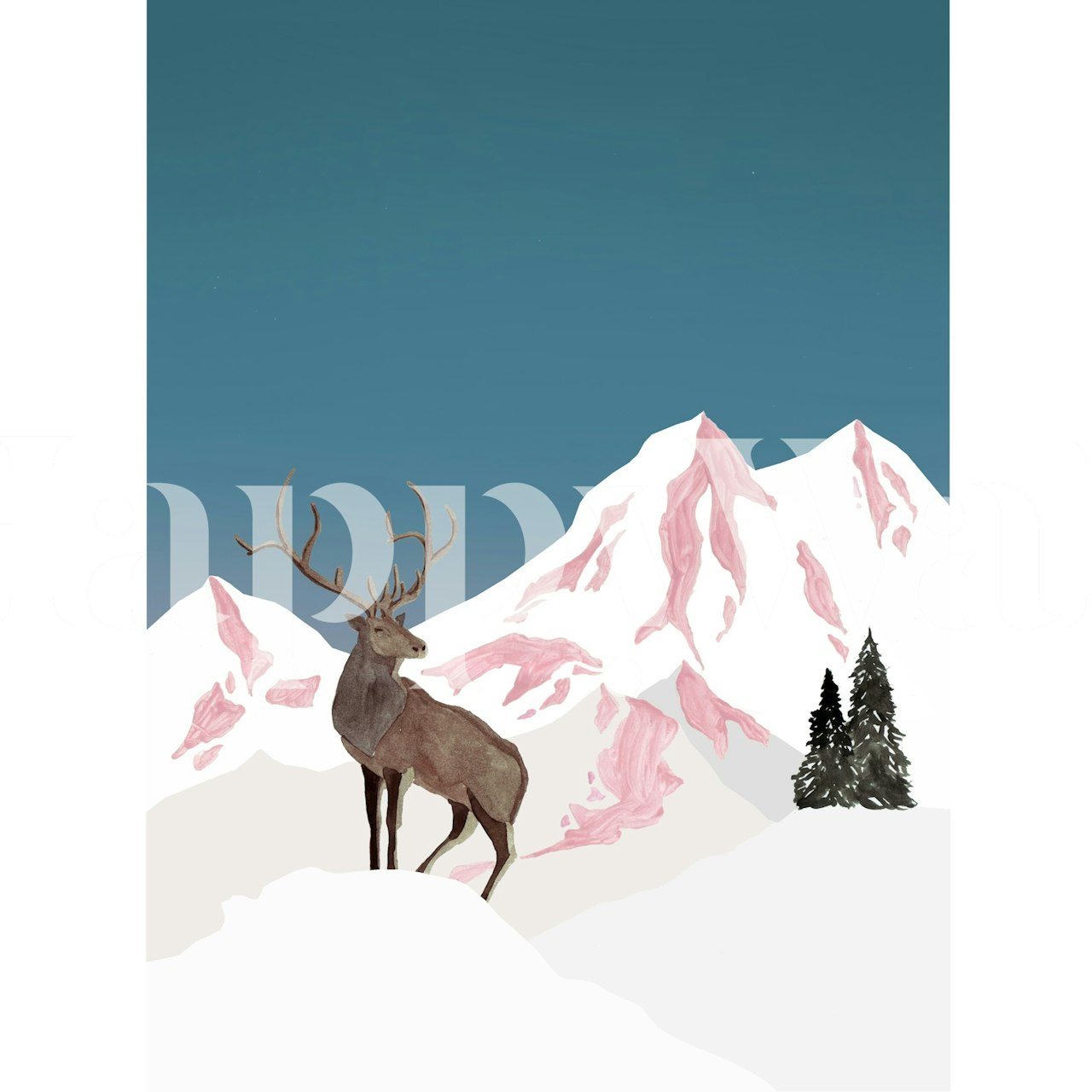Stag σε ένα ορεινό τοπίο Mountain Love Collection