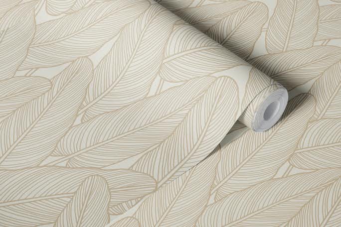 Line Art Leaves Warm Minimalist 1Bwallpaper roll