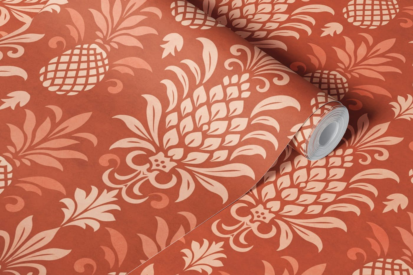 Elegant Pineapple Chic Terracotta Peach wallpaper roll