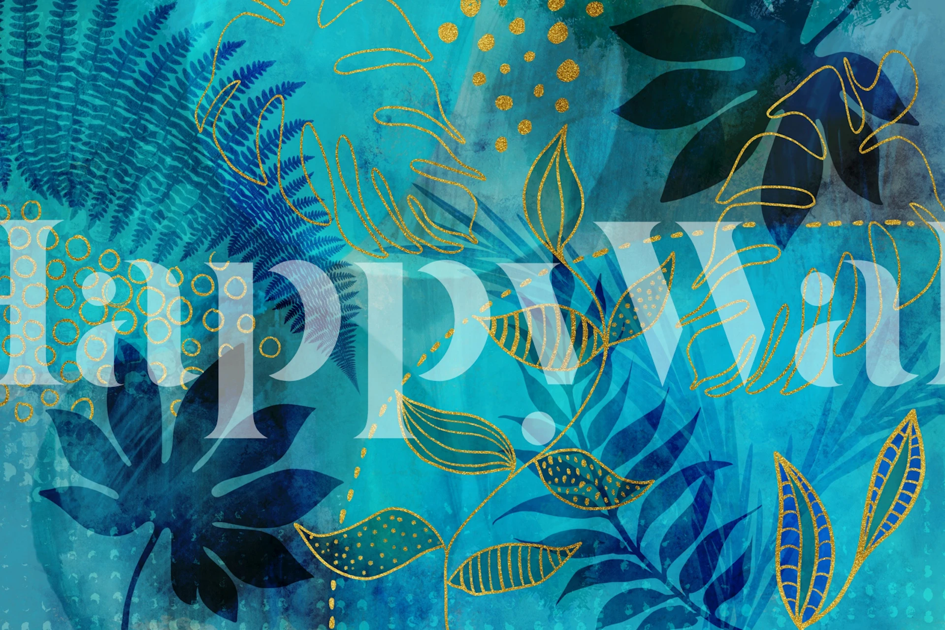 Tapeta Blue Boho Fantasy Garden zobrazená v místnosti