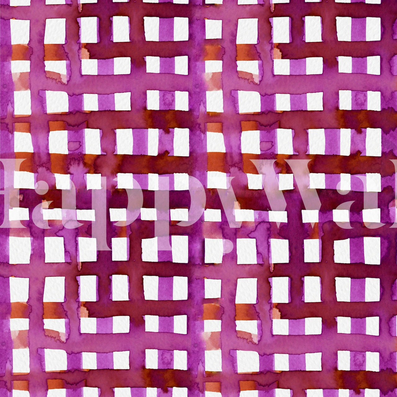 Watercolor magenta grid wallpaper in a room