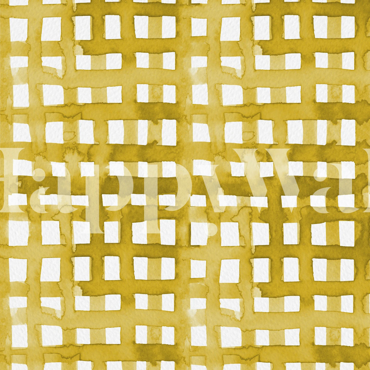 Tapeta Watercolor yellow grid w pokoju