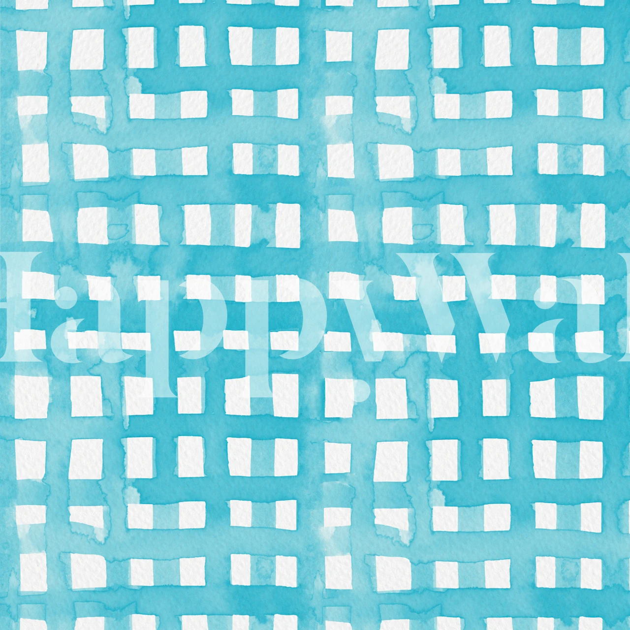 Pastel blue grid watercolor wallpaper displayed in a room