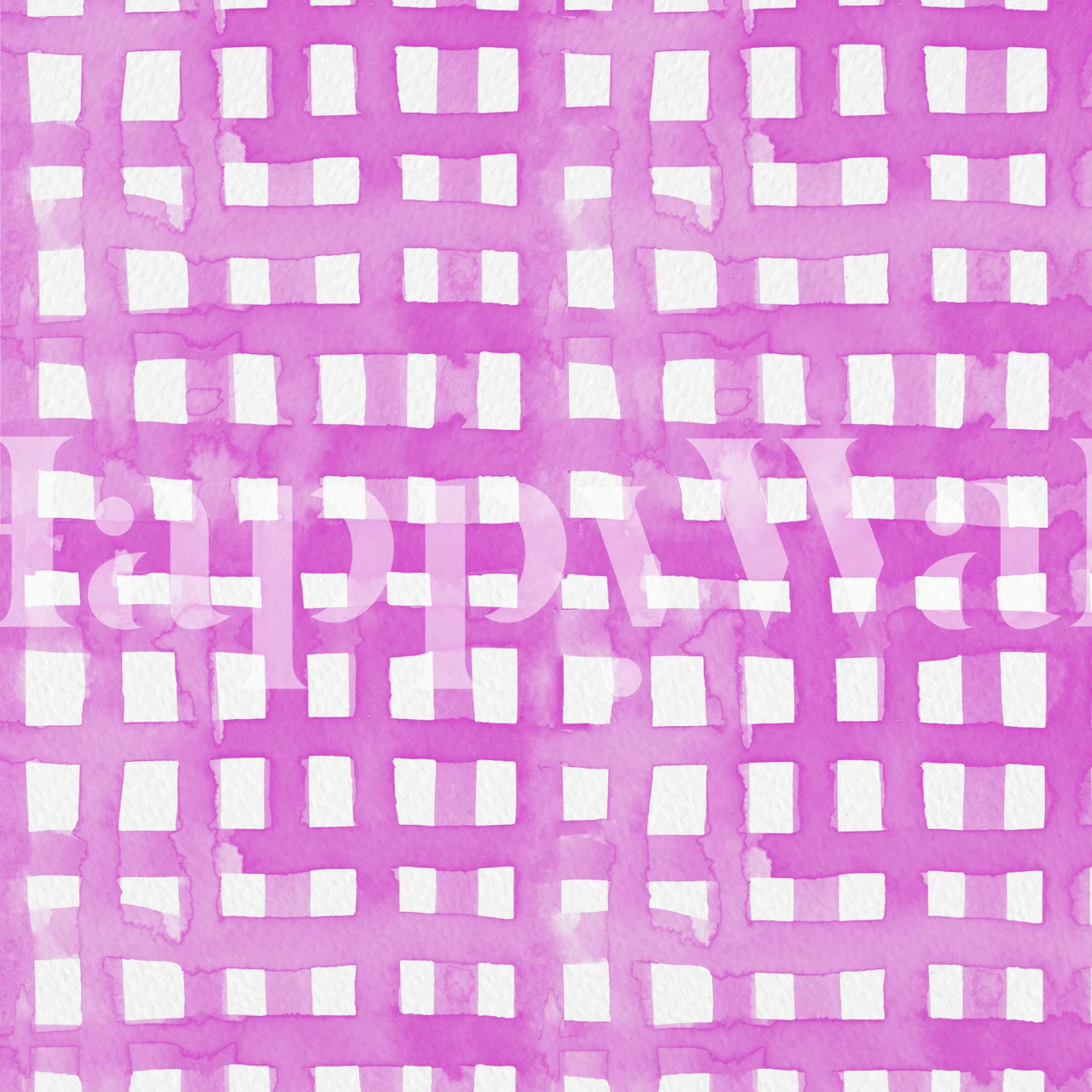 Watercolor pink grid wallpaper in een stijlvolle kamer