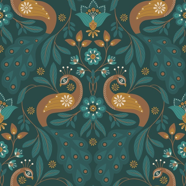 Majestic Peacocks, Darkgreen, Large