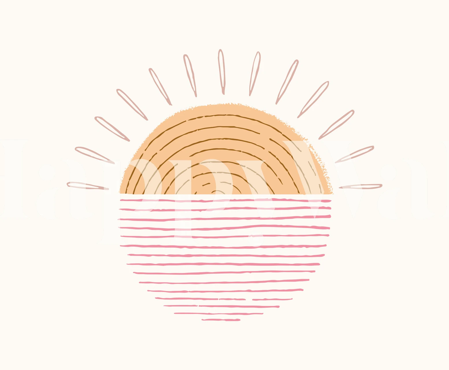 Illustrativ tapet Sweet Sunrise med varma toner och minimalistisk design