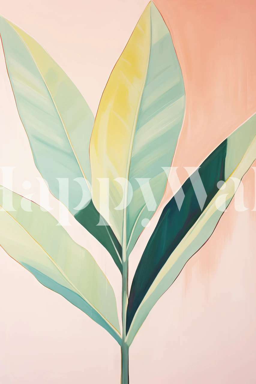 Papel tapiz Tropical con hojas elegantes en una habitación