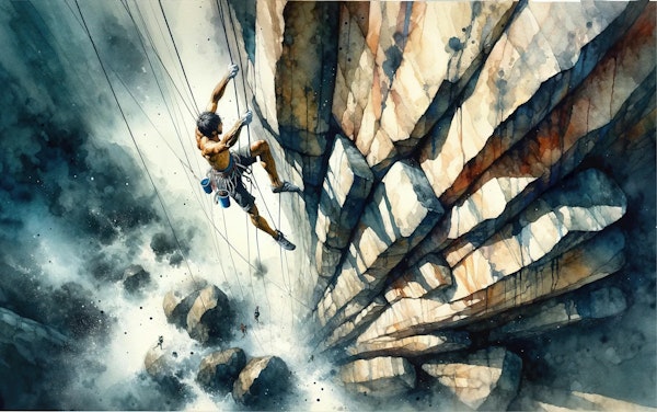 Climber Against the Void Only Courage