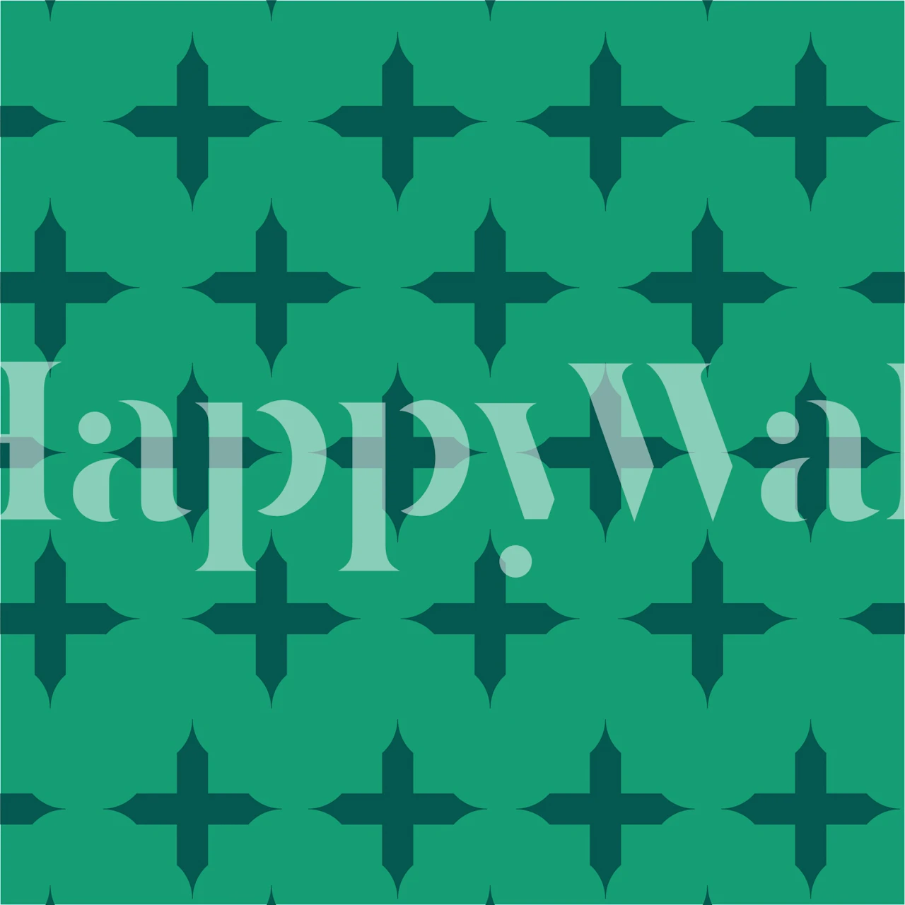 Geometric emerald green cross pattern wallpaper